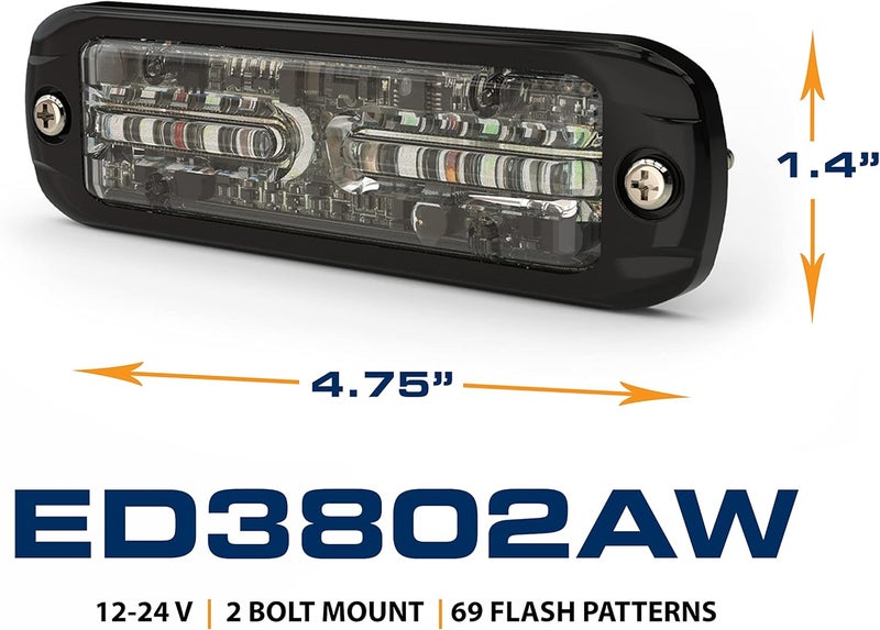 ECCO LED High-Intensity Amber White LEDs Directional 2 Bolt Mount 0.73 amps 12V 24V Waterproof Warning Light Construction Caution Lights for Truck off Road car Commercial Vehicles, 5 Year Warranty - Image 2
